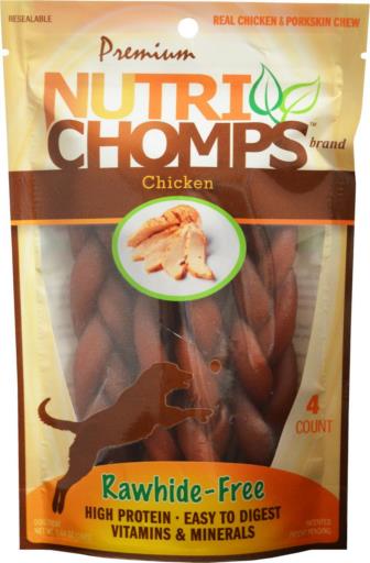 Scott Pet Premium Nutri-Chomps Chicken Braided Natural Dog Chew Treats - 6