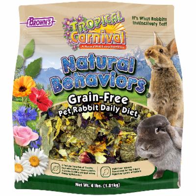 F.M Brown's Tropical Carnival Natural Behaviors Grain-Free Timothy Hay and Flowers Rabbit Small Animal Food - 4 Lbs