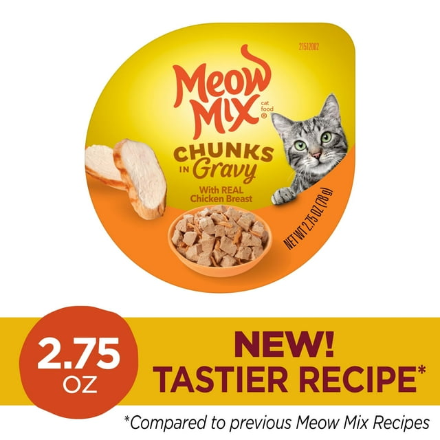 Meow-Mix Chicken Breast Chunks in Gravy Wet Cat Food Trays - 2.75 Oz - 12 Pack
