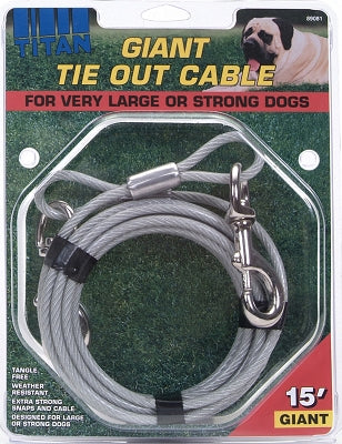 Coastal Heavy Duty Tie Out Cable Leash - Giant - Gray - 15 Ft - Up To 150 Lbs