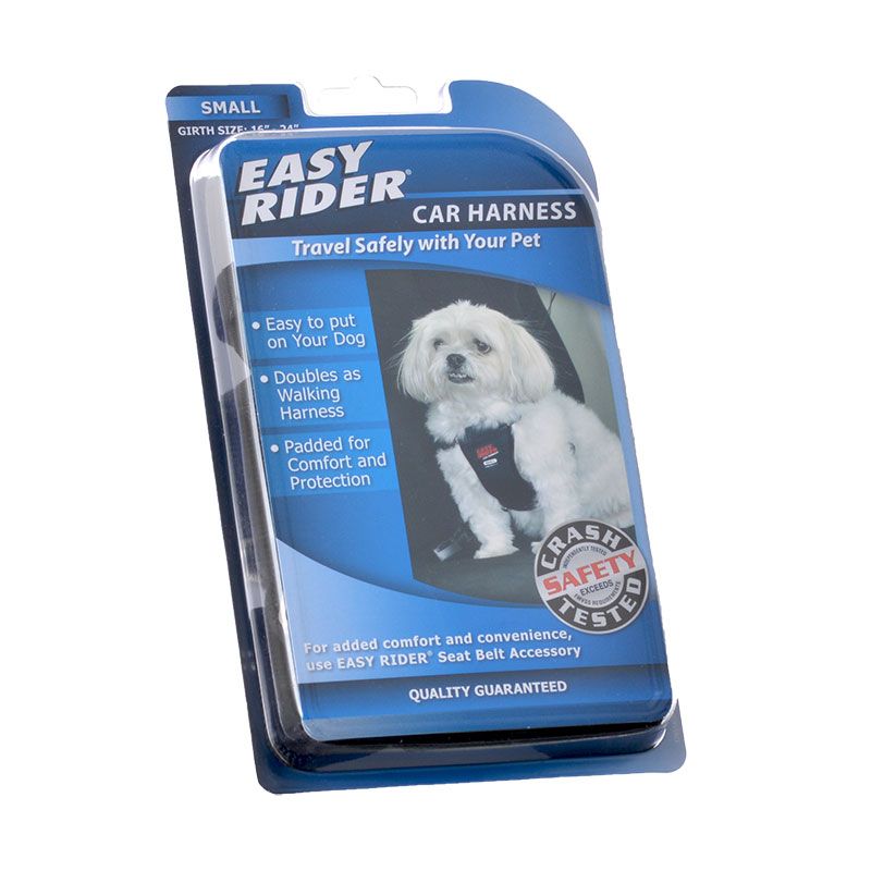 Coastal Easy Rider Adjustable Nylon Padded Car Cat and Dog Harness - Black Small - 16-24 Inch
