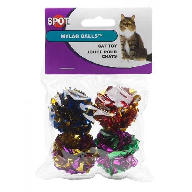 Ethical SPOT Mylar Crinkle Colorful and Shiny Cat Balls Toys - 1.5 Inch - 4 Pack
