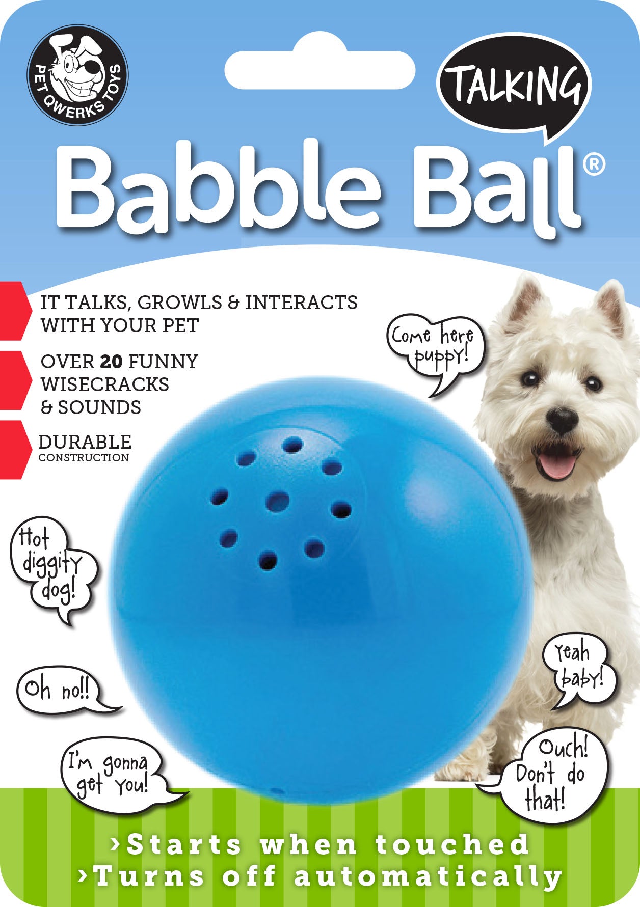 Pet Qwerks Talkin Babble Ball Dog Toy - Medium