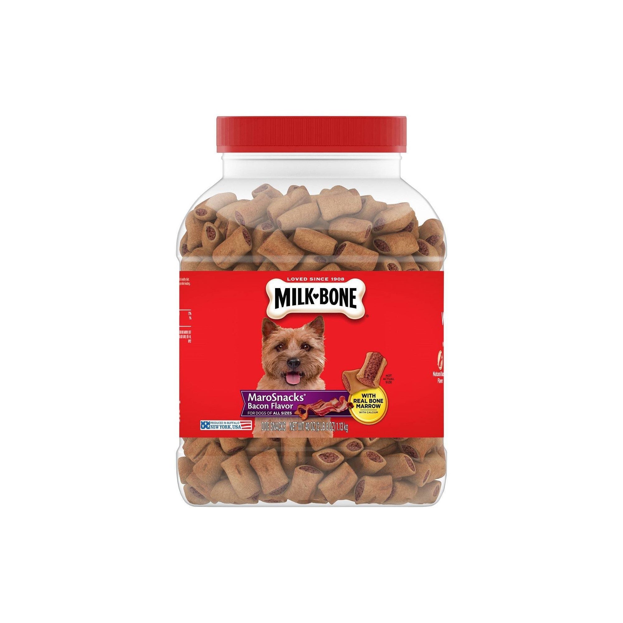 Milk-Bone MaroSnacks Bacon Flavored Bone Marrow Chewy Dog Treats - 40 Oz - 2 Pack