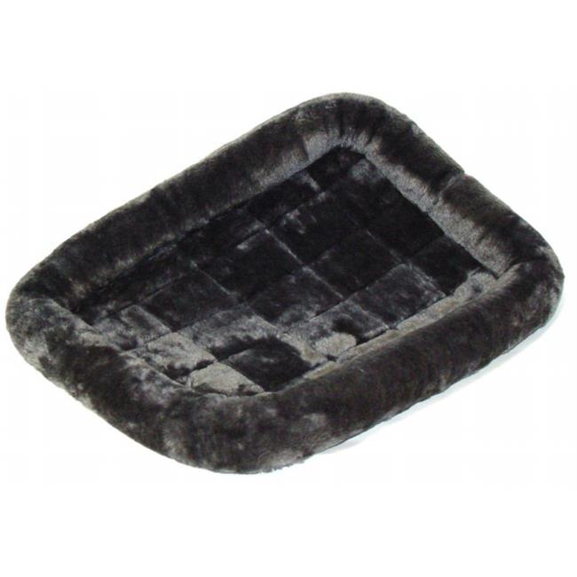 Midwest Homes Quite Time Fleece Machine Washable Rectangular Bolster Pet Bed or Crate Mat Gray LG - L:36 X W:23 In