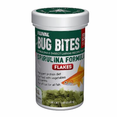 Fluval Bug Bites Insect Spirulina Flakes for Small-Medium Tropical and Marine Fish Food - 1.59 Oz
