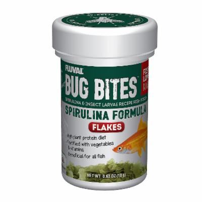 Fluval Bug Bites Insect Spirulina Flakes for Small-Medium Tropical and Marine Fish Food - .63 Oz