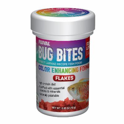 Fluval Bug Bites Insect Color Enhancing Flakes for Small-Medium Tropical Fish Food 0.63 Ounce