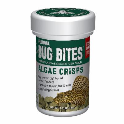 Fluval Bug Bites Insect Algae Crisps for Small-Medium Sized Bottom Feeding Fish Food - 1.41 Oz