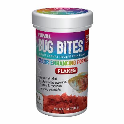 Fluval Bug Bites Insect Color Enhancing Flakes for Small-Medium Tropical Fish Food 1.59 Ounce