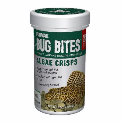 Fluval Bug Bites Insect Algae Crisps for Small-Medium Sized Bottom Feeding Fish Food - 3.53 Oz