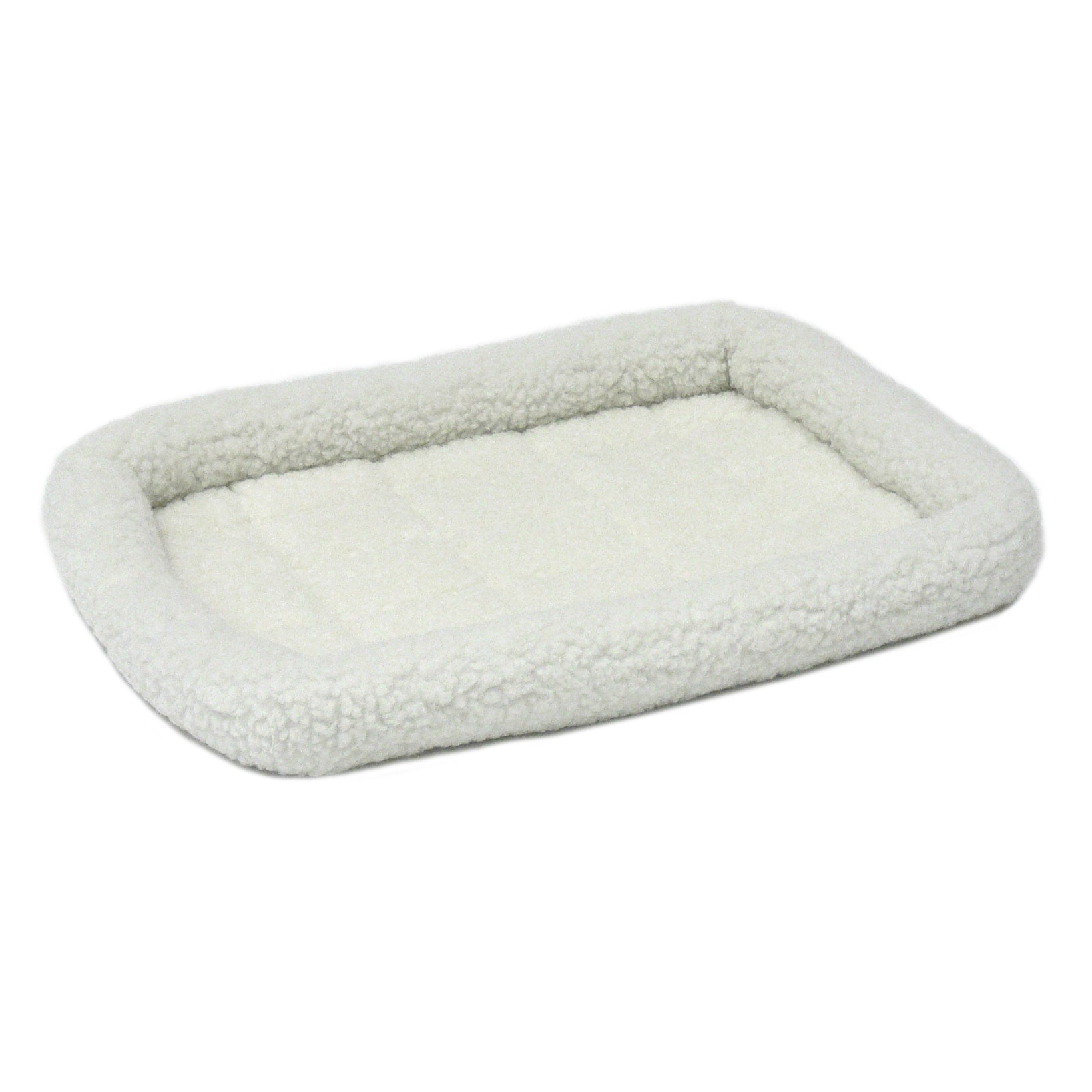Midwest Homes Quite Time Fleece Machine Washable Rectangular Bolster Pet Bed or Crate Mat White XS - L:22 X W:13 In