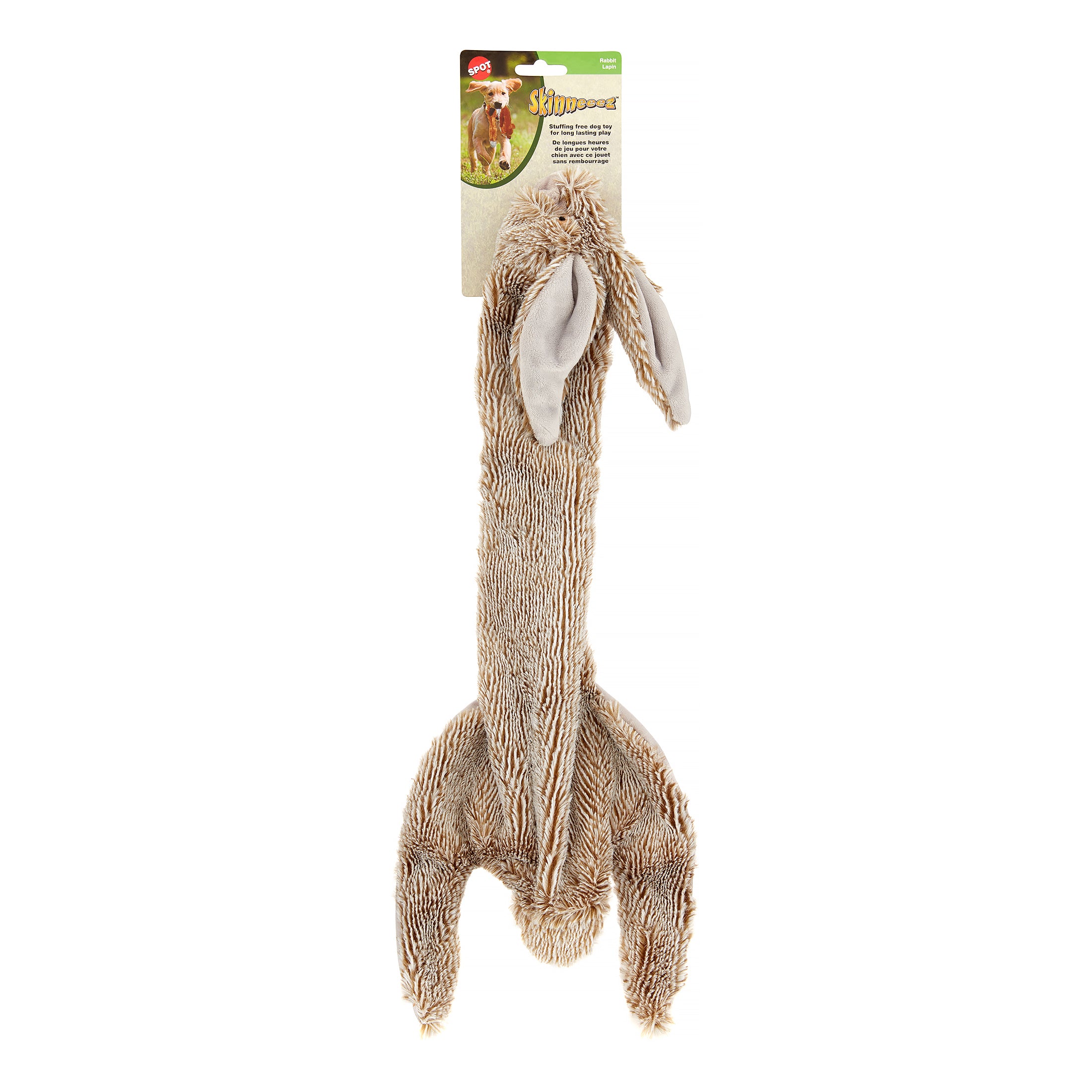 Ethical SPOT Skinneeez Stuffing-Free Rabbit Squeak and Soft Dog Toy - 24 Inch