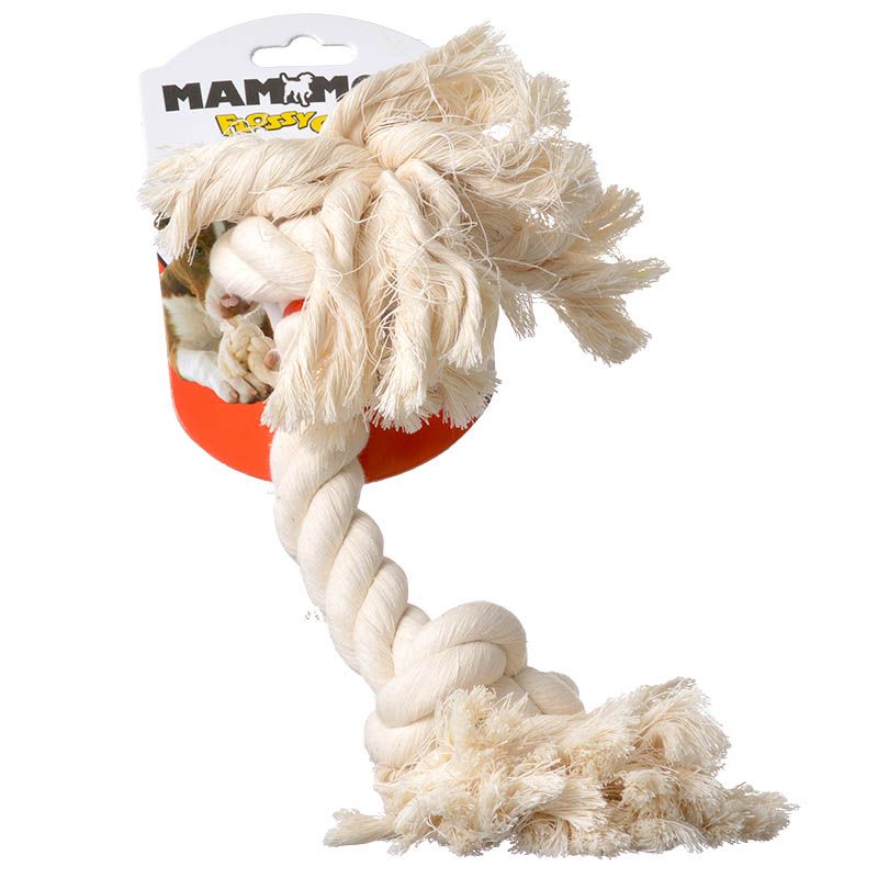 Mammoth Pet Products Flossy Bone Cotton Rope Dog Toy - White - Large - 14 Inch