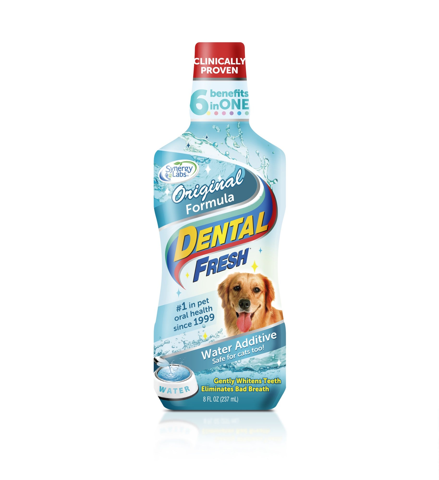 Synergy Labs Dental Fresh Original Formula Plaque and Tartar Control Oral Health Cat and Dog Water Additive - 8 Oz