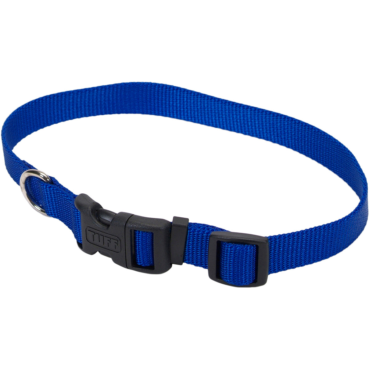 Coastal Adjustable Plastic Tuff-Buckle Nylon Dog Collar - Blue - Small - L:10-14 X W:5/8 Inch