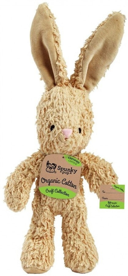 Spunky Pup Organic Cotton Bunny Squeak and Plush Dog Toy - Small