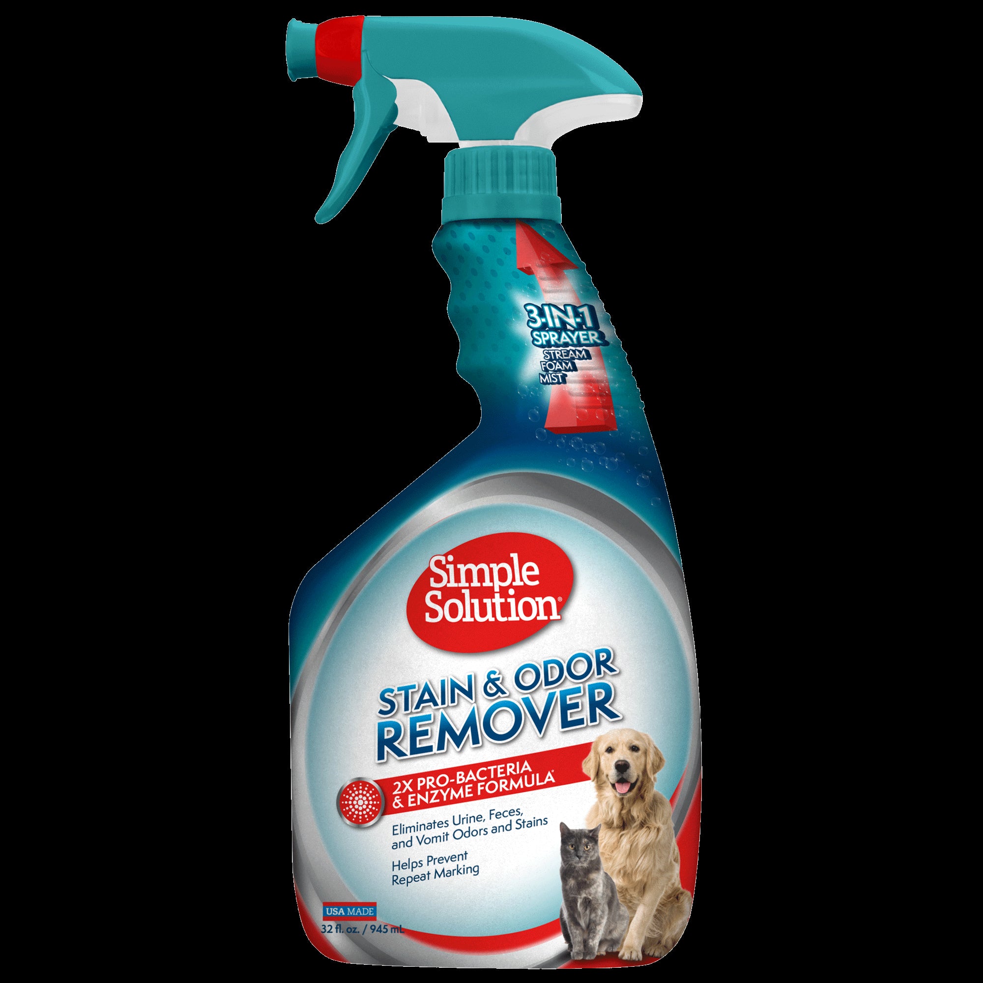 Simple Solution Pro-Bacteria and Enzyme Stain and Odor Remover Cat and Dog Spray - 32 Oz