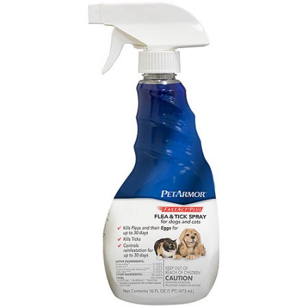 Pet Armor FastAct Plus Flea and Tick Removal Spray for Dogs and Cats - 16 Oz
