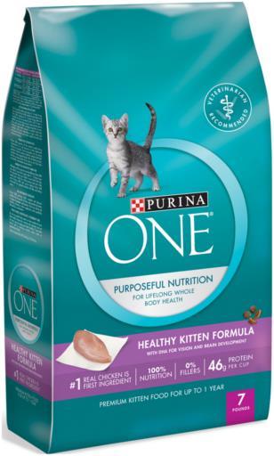 Purina One + Plus Healthy Kitten Formula High-Protein and Immune Support Chicken Dry Cat Food - 7 Lbs - Case of 4  