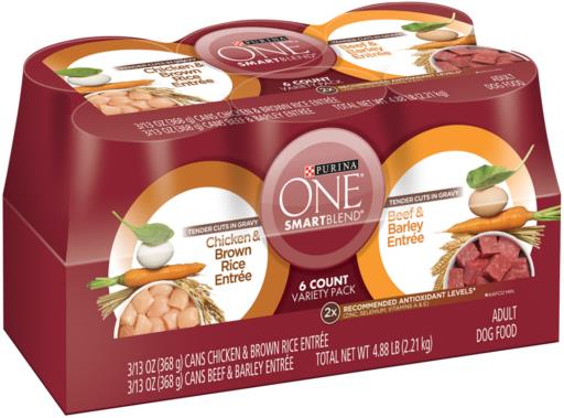 Purina One Tender Cuts in Gravy Chicken Brown Rice and Beef Barley Adult Canned Dog Food - Variety Pack - 13 Oz - Case of 6 - 2 Pack  