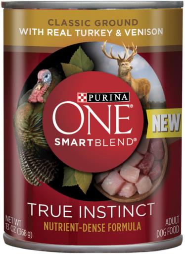 Purina One SmartBlend Grain-Free Classic Ground Turkey and Venison Canned Dog Food - 13 Oz - Case of 12  