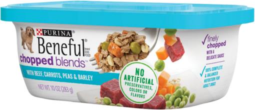 Purina Beneful Prepared Meals Chopped Blends Beef Carrots Peas and Barley Wet Dog Food Trays - 10 Oz - Case of 8  