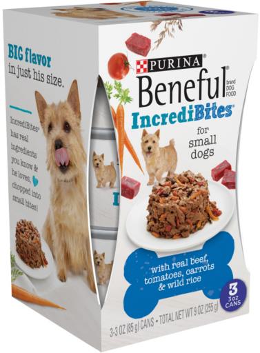 Purina Beneful IncrediBites Beef Tomatoes Carrots and Rice Small-Breed Canned Dog Food - 3 Oz - Case of 3 - 8 Pack  