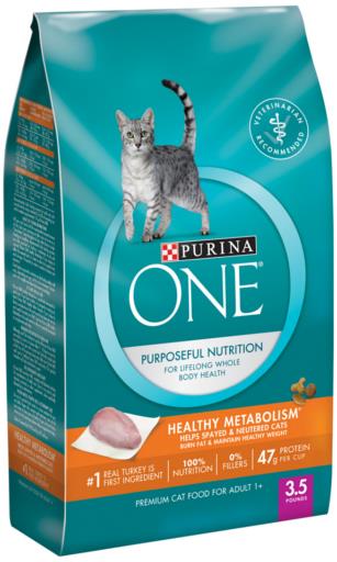 Purina One + Plus Ideal Weight and High-Protein Turkey Dry Cat Food - 3.5 Lbs - Case of 4  