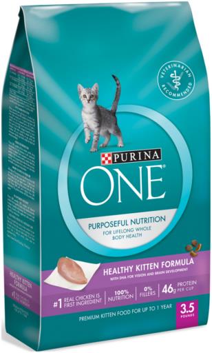 Purina One + Plus Healthy Kitten Formula High-Protein and Immune Support Chicken Dry Cat Food - 3.5 Lbs - Case of 4  