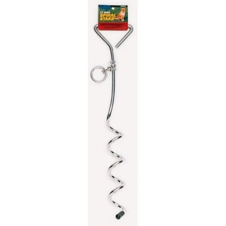 Coastal Spiral Stake Heavy Duty Tie Out Stake - Silver - 17 Inch
