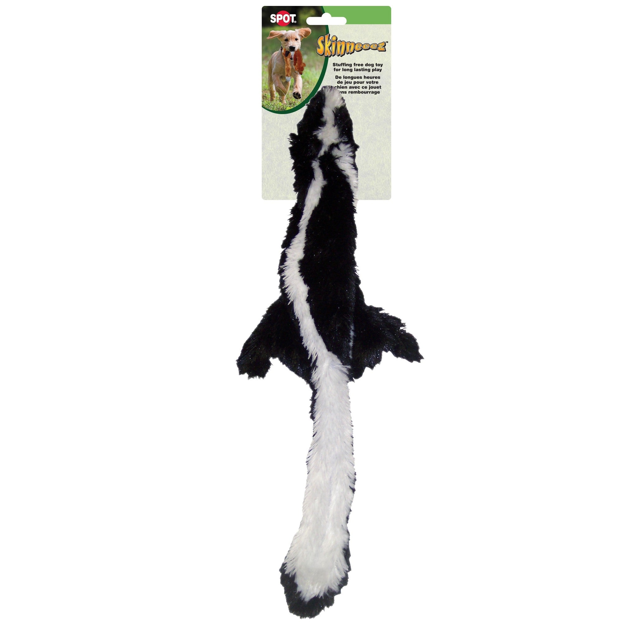 Ethical SPOT Skinneeez Stuffing-Free Skunk Squeak and Soft Dog Toy - Large - 24 Inch