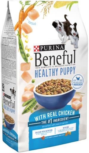 Purina Beneful Healthy Puppy Farm-Raised Chicken Carrots and Peas Dry Dog Food - 3.5 Lbs - Case of 4  