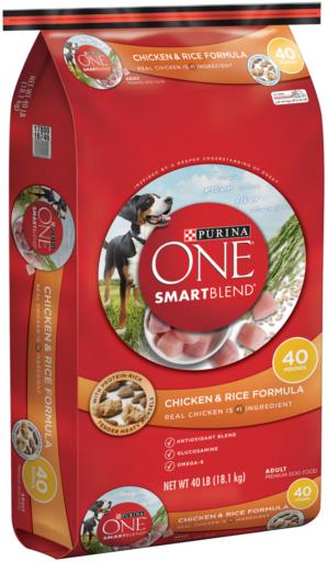 Purina One SmartBlend Chicken and Rice Formula Adult Dry Dog Food - 40 Lbs  