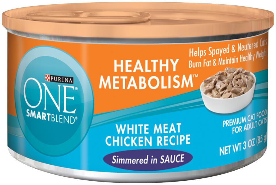 Purina One SmartBlend Healthy Metabolism White Meat Chicken in Sauce Canned Cat Food - 3 Oz - Case of 24  