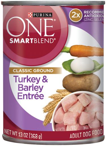 Purina One Vibrant Maturity Classic Ground Turkey and Barley Senior 7+ Adult Canned Dog Food - 13 Oz - Case of 12  