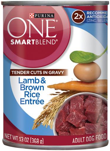 Purina One + Plus Tender Cuts in Gravy Lamb and Brown Rice Canned Dog Food - 13 Oz - Case of 12  