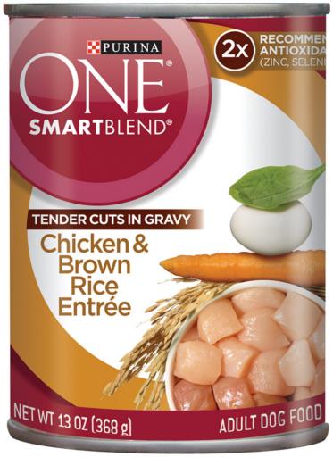 Purina One SmartBlend Tender Cuts in Gravy Chicken and Brown Rice Canned Dog Food - 13 Oz - Case of 12  