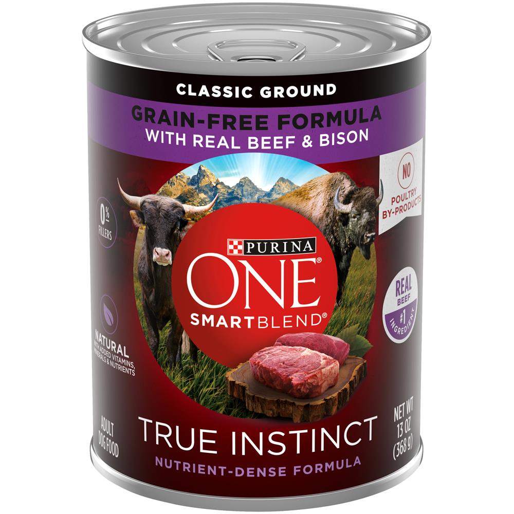 Purina One SmartBlend True Instinct Grain-Free Beef and Bison Canned Dog Food - 13 Oz - Case of 12  