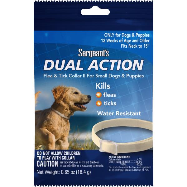 Sergeant's Dual-Action Flea and Tick Collar II for Small Dogs and Puppies - Up to 15