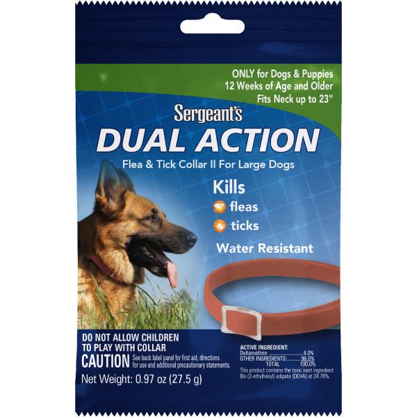 Sergeant's Dual-Action Flea and Tick Collar II for Large Dogs - Up to 23" Inch Neck Girths  