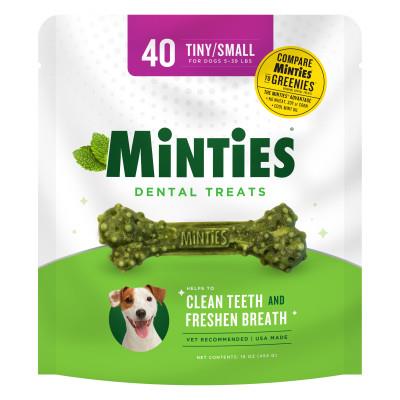 VETIQ Minties Peppermint Flavored Bone Dental Dog Chews Treats - Tiny/Small - 16 Oz  