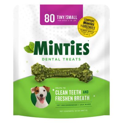 VETIQ Minties Peppermint Flavored Bone Dental Dog Chews Treats - Tiny/Small - 32 Oz  