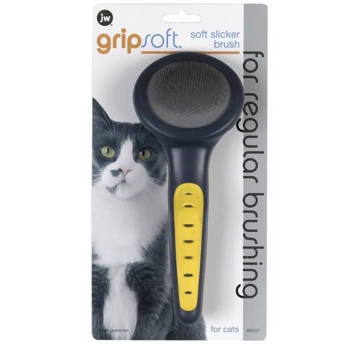 JW Pet GripSoft Grooming Cat Slicker Brush - Gray/Yellow