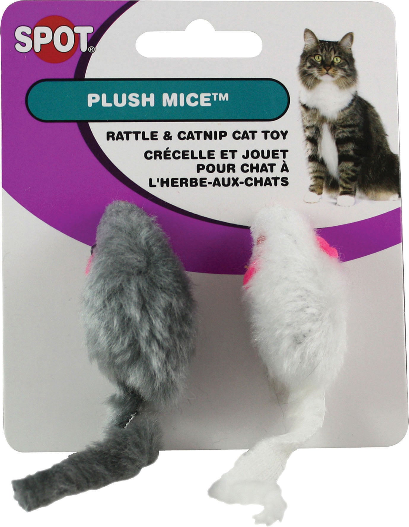 Ethical SPOT Smooth Fur Plush Mice and Rattle Catnip Cat Toy - 2 Pack