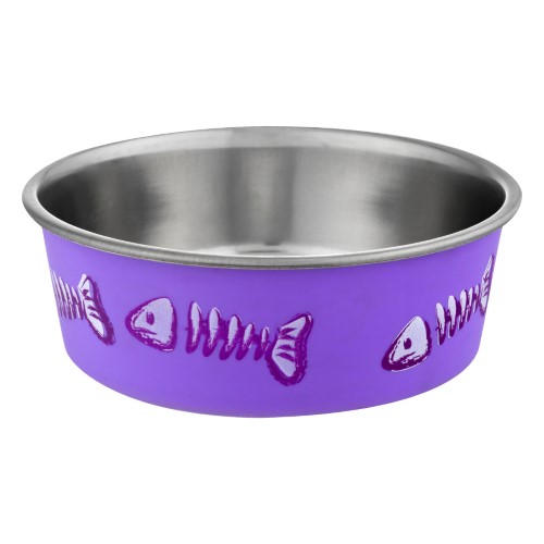 Loving Pets Bella Bowl Designer and Expressions Cat Bowl - XS Purple Skelaton