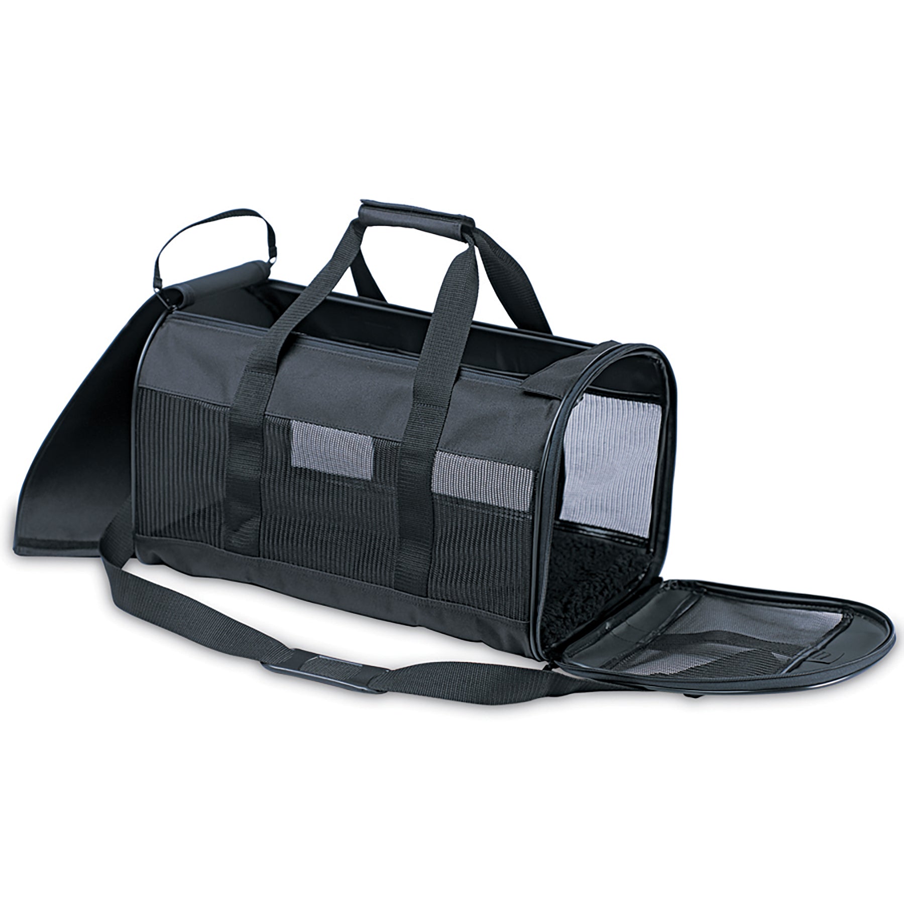 Petmate Soft-Sided Kennel Cab Airline Approved Travel Dog Carrier - Black Large - L:20 X W:11.5 X H:11.5 In