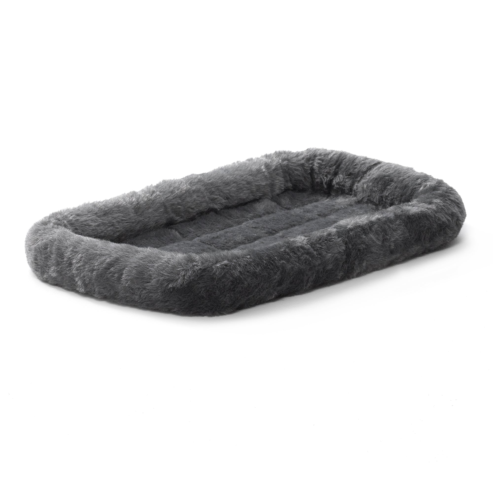 Midwest Homes Quite Time Fleece Machine Washable Rectangular Bolster Pet Bed or Crate Mat Gray XS - L:22 X W:13 In