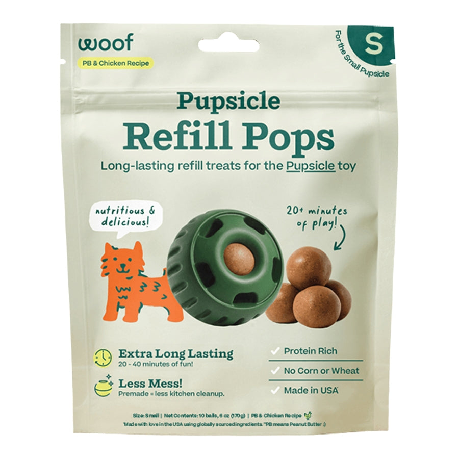 Woof Pops Freezable Peanut Butter and Chicken Dog Treats - Pupsicle Refill Pops