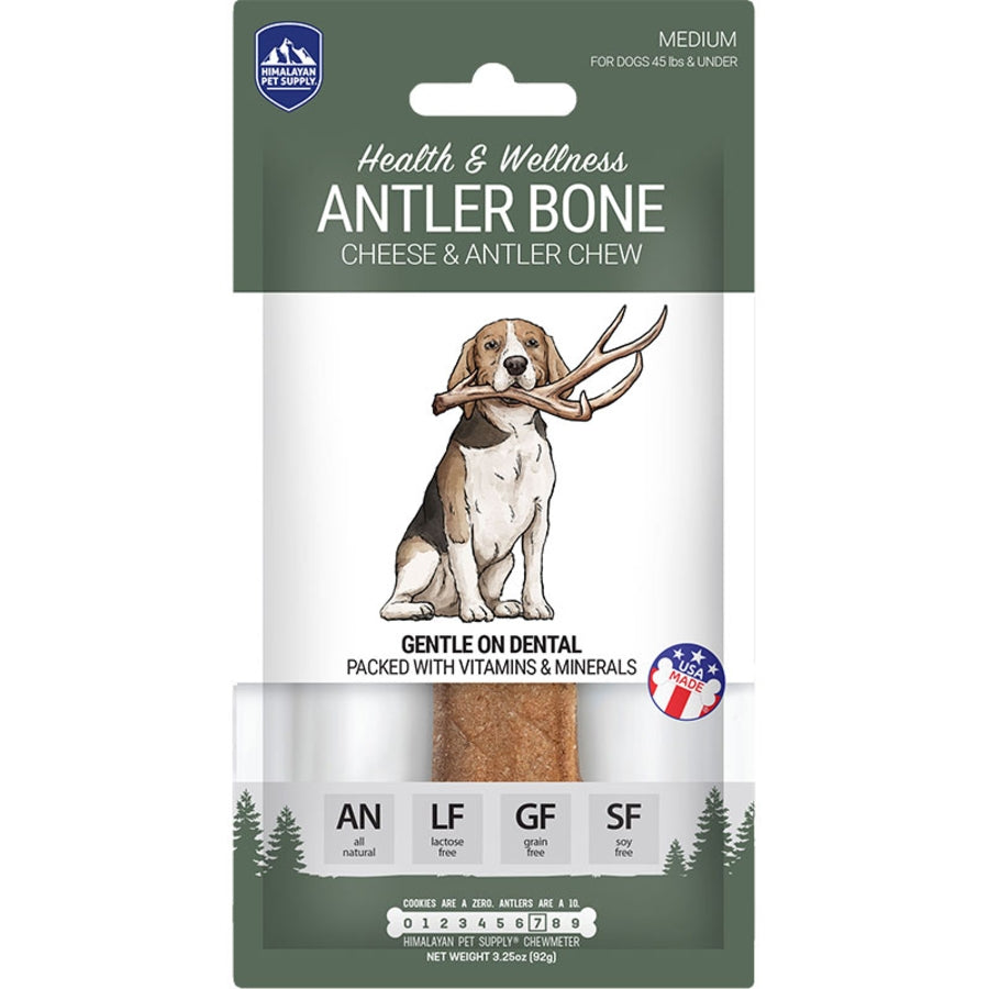 Himalayan Dog Chew Antler Bone Cheese Flavored Chew Dog Treat - Medium 3.25 Oz